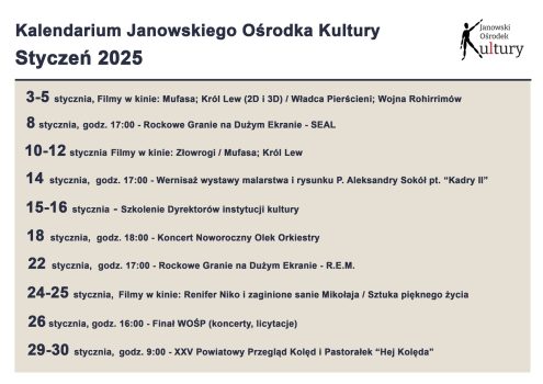 Kalendarium – styczeń 2025